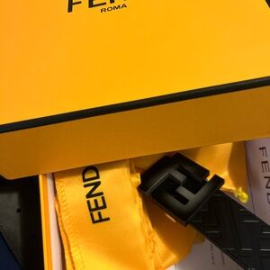 Fendi Black Belt with Yellow Packaging